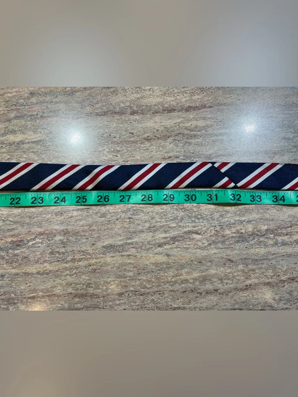 Lands' End Boys Navy Tie with Red and White Stripes EUC